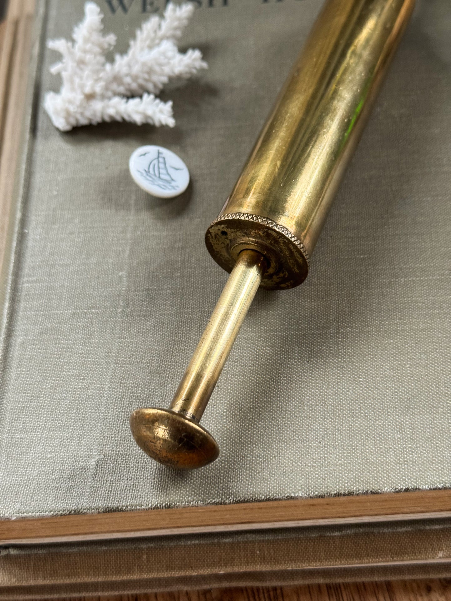 Antique Solid Brass Oil Syringe, c.1890–1915