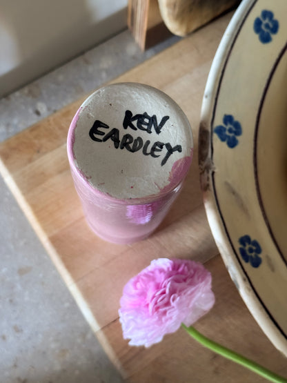 Contemporary Studio Pottery Pink Floral Vase by Ken Eardley