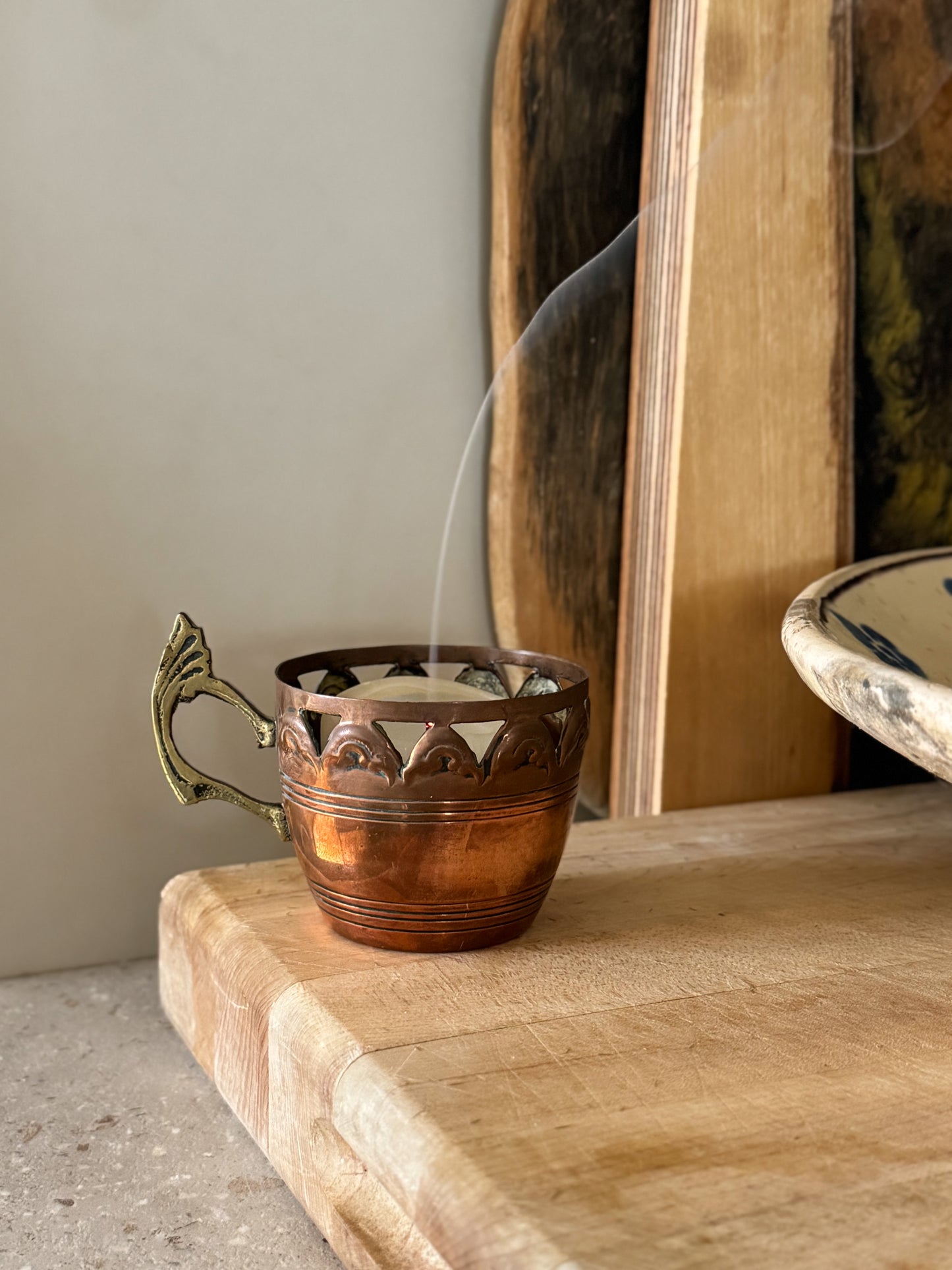 Vintage Handmade Copper & Brass Candle Cups (Two available - sold separately)