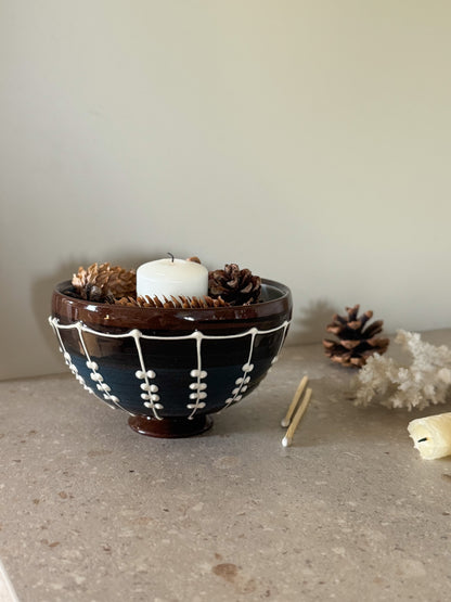 Rare Vintage Welsh Studio Pottery Slipware Bowl, Mid-1950s Llangollen by Rhys & Jean Powell