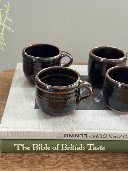 Vintage Studio Pottery Flat White Cups (Set of 4)