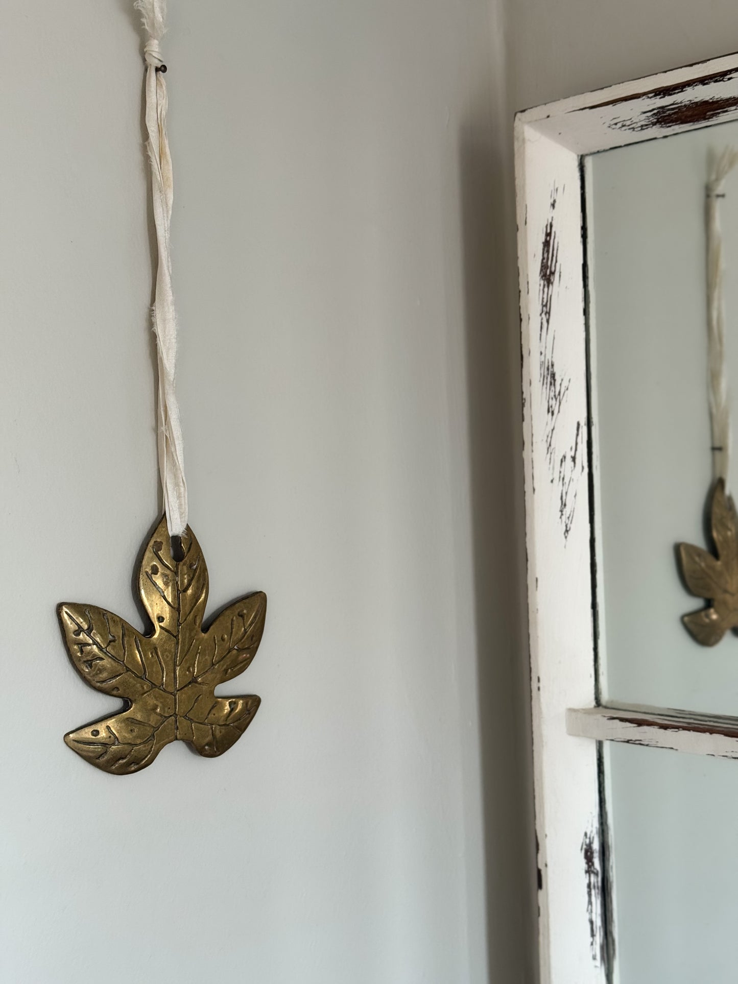 Vintage Solid Brass Leaf Wall Hanging