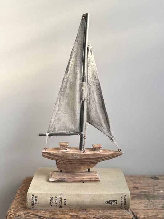 Vintage Handmade Wooden Sailing Boat