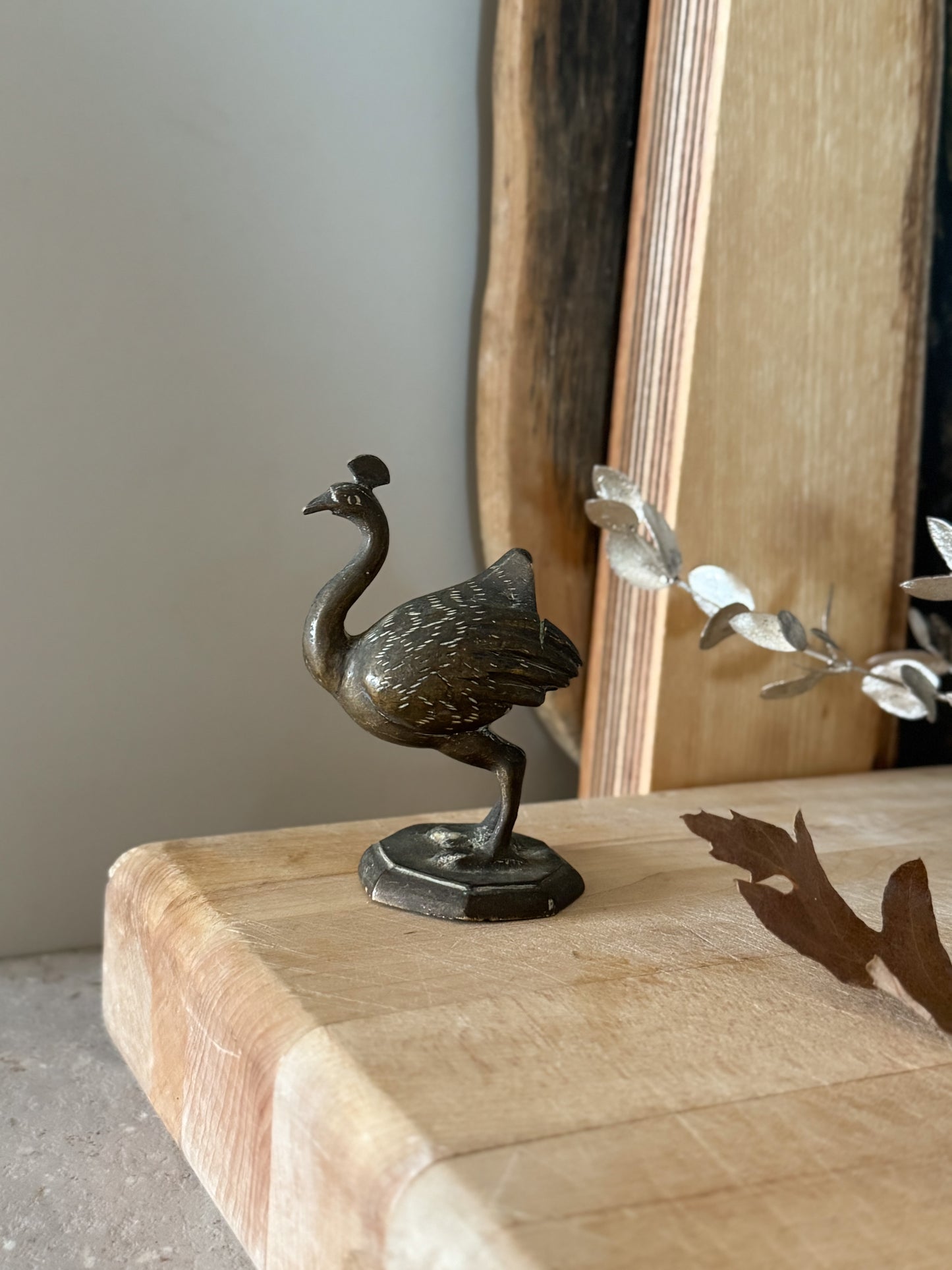 Vintage Solid Bronze Bird Figurine