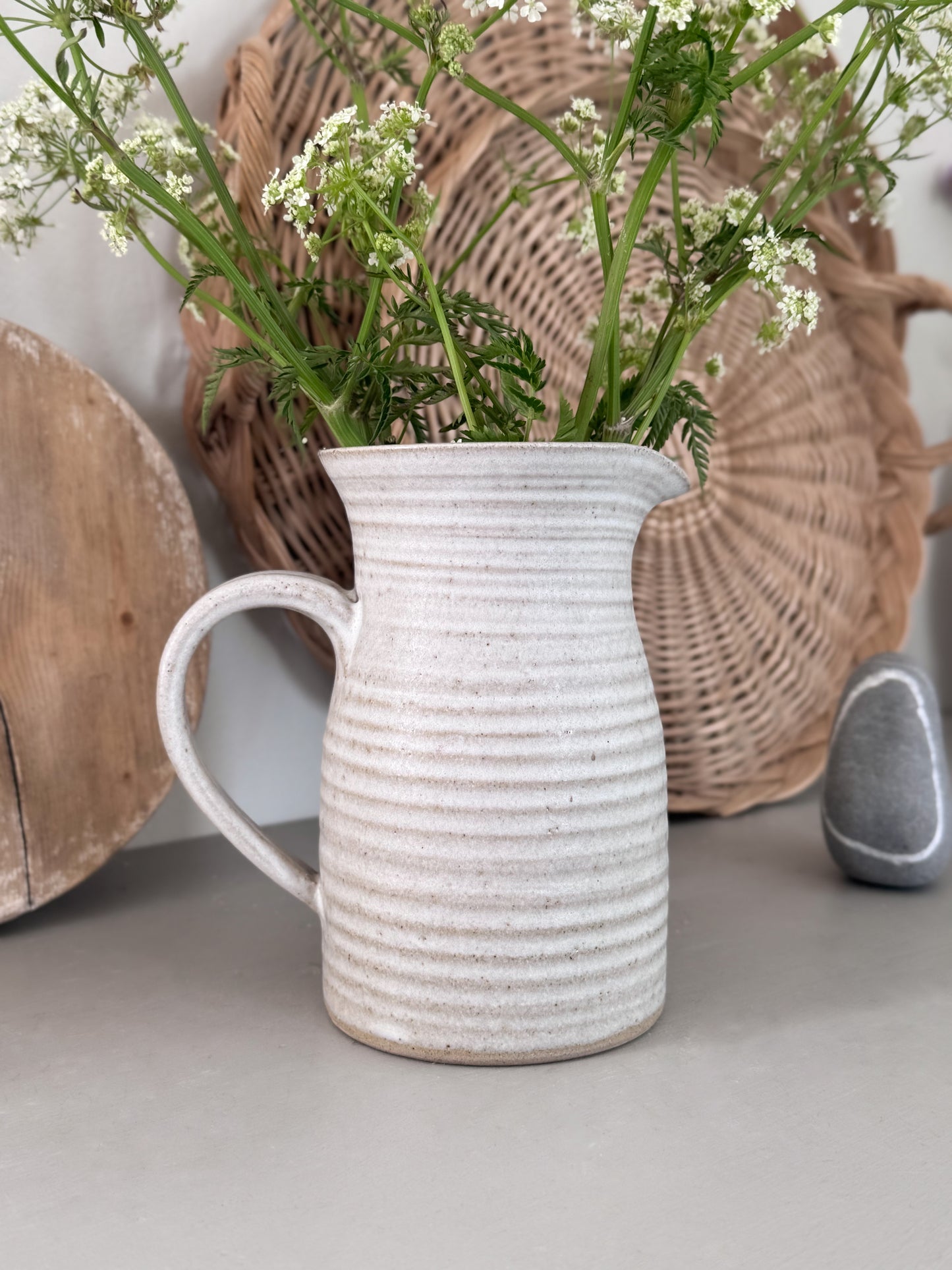 Vintage Studio Pottery Abstract Floral Jug