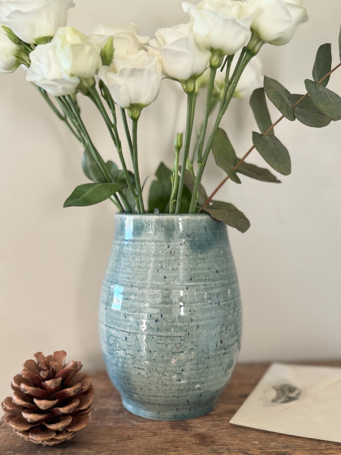 Unique Studio Pottery Blue Textured Pot by Beryl Fletcher