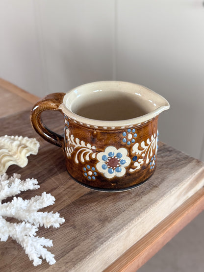 Vintage French Alsace Studio Pottery Slipware Creamer, Signed