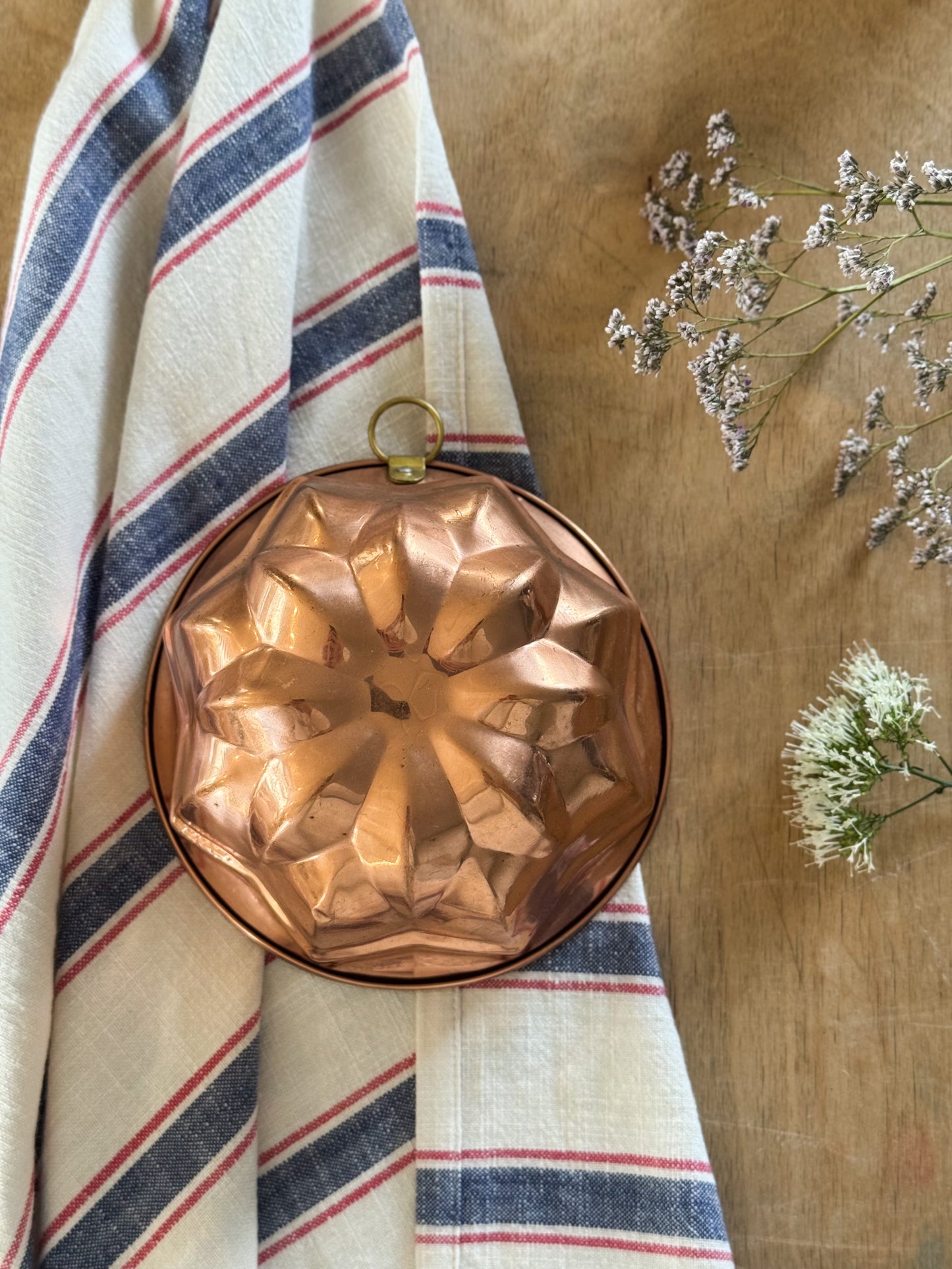 Vintage Midcentury Copper Jelly Mould - Starburst Design