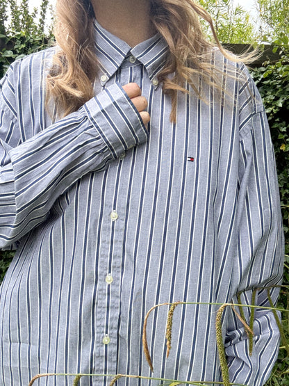 Tommy Hilfiger Nautical Stripe Shirt – Early 2000s, Size XXL (100% Cotton)