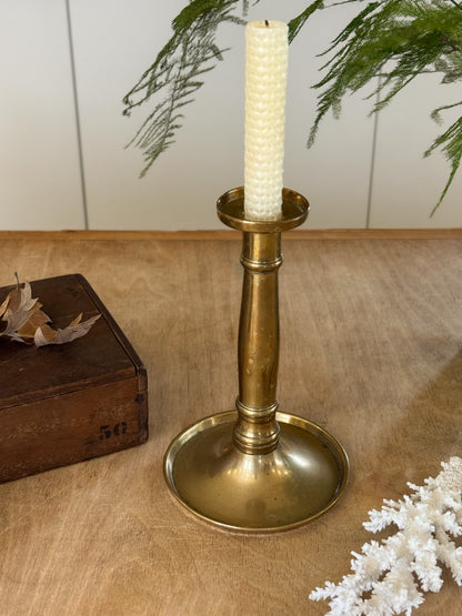 Antique Solid Brass Candlestick with Drip Tray
