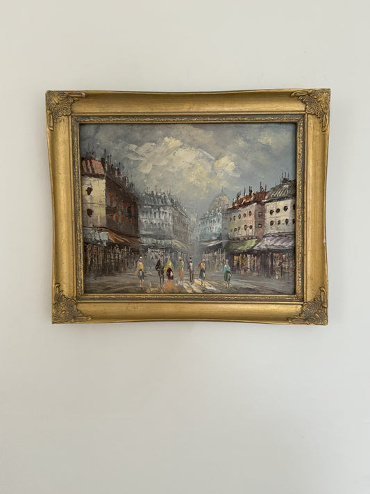 Vintage Original French Impressionist Framed Oil Painting, Paris Scene (Option 7)