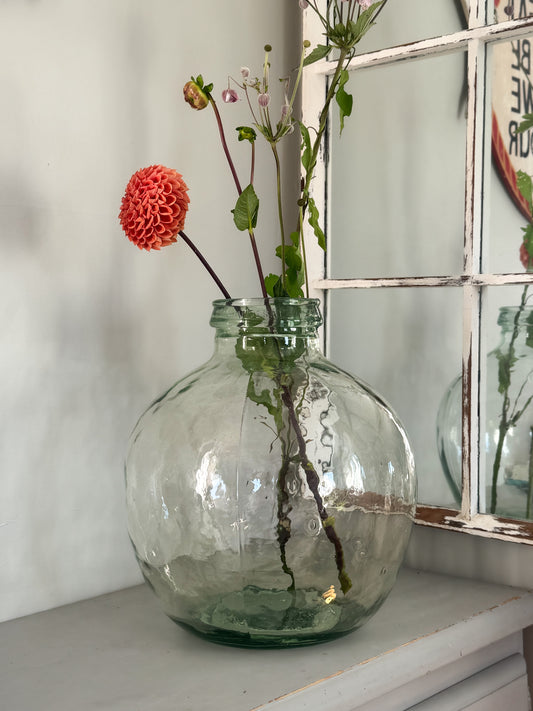 Large Vintage Spanish Handblown Glass Terrarium Carboy Vase - Stamped Vibesal