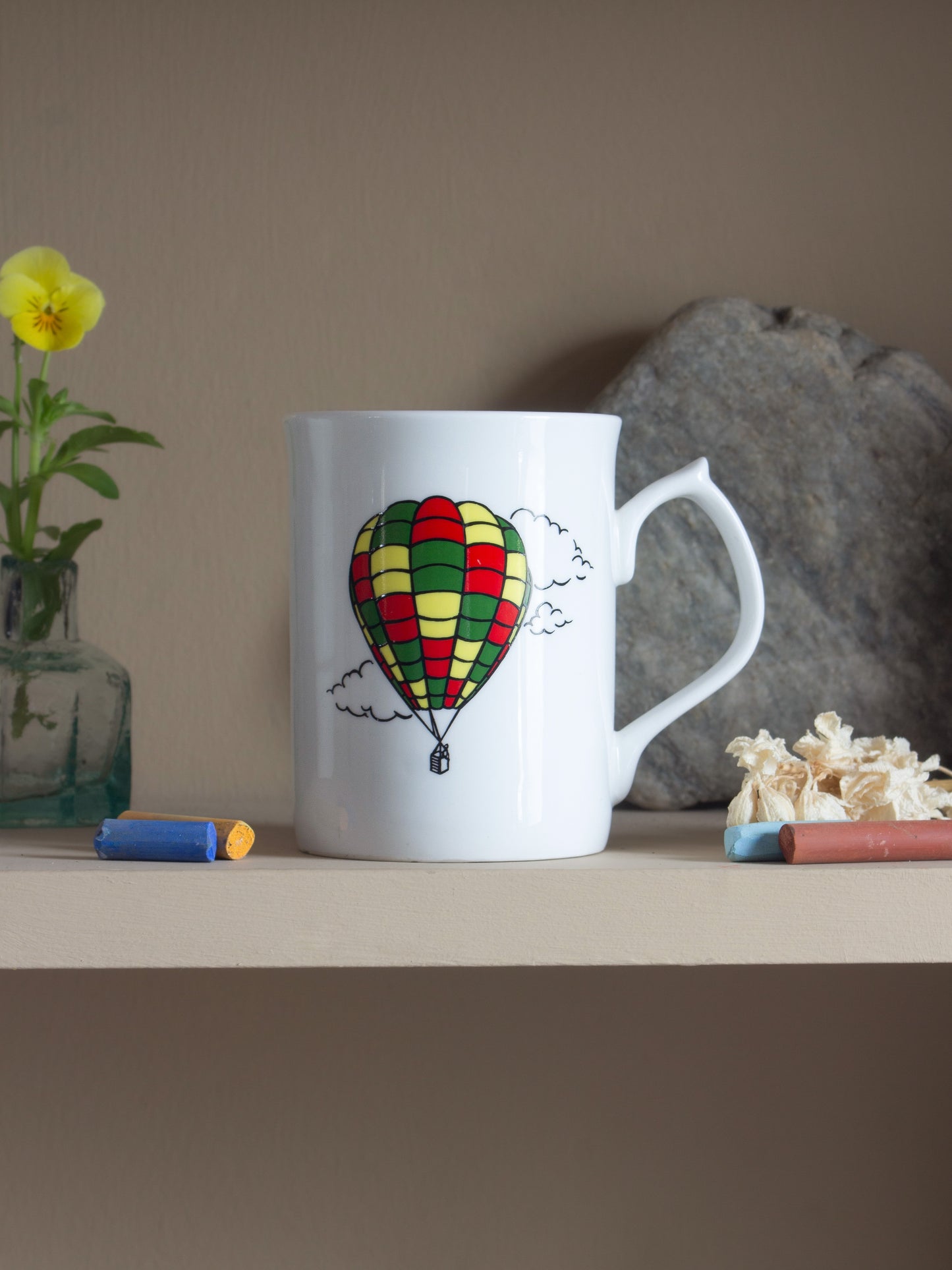 Vintage Fine Bone China Hot Air Balloon Mug • Made in England