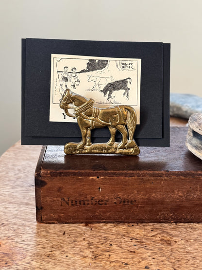 Vintage Solid Brass Horse Letter Rack