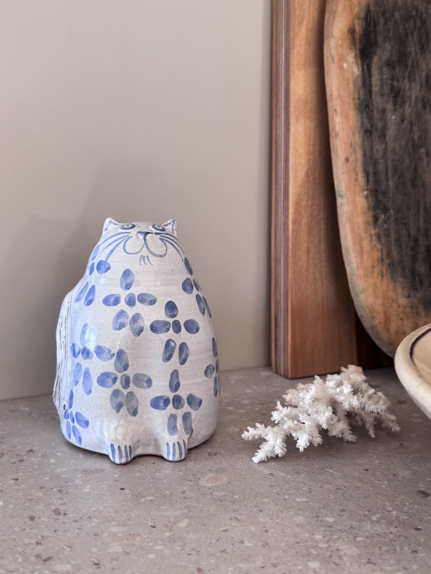 Vintage Studio Pottery Cat Sculpture - Burnham Pottery, Wells (1973)