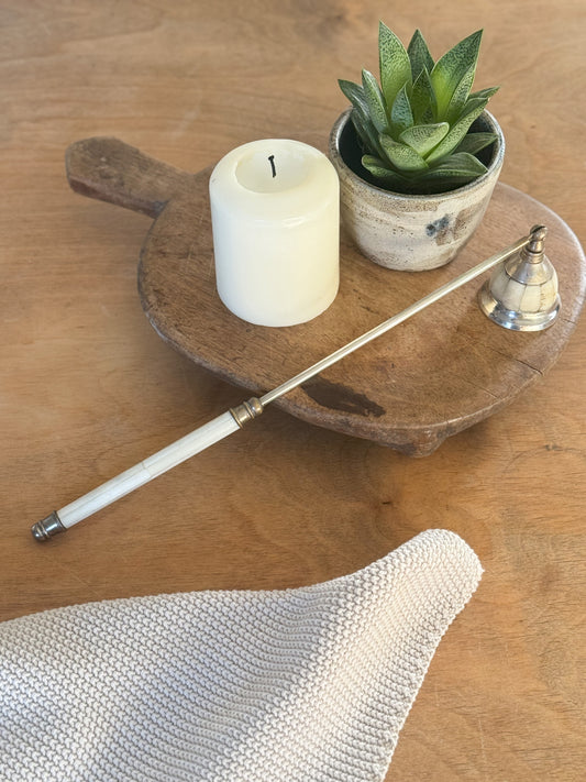 Vintage Silver Plated & Mother of Pearl Candle Snuffer