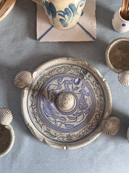 Very Rare Studio Pottery Scalloped Shell Cruet Set by Mike Goddard, Manningtree Pottery