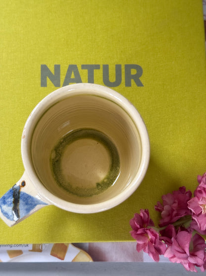 Vintage Studio Pottery Butterfly Mug • Blue & Green Glaze