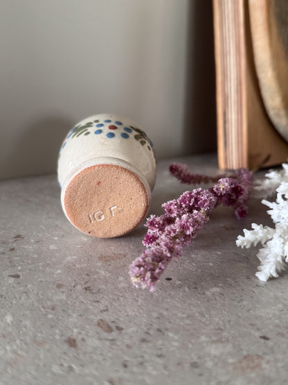 Vintage French Studio Pottery Hand-Painted Egg Cup