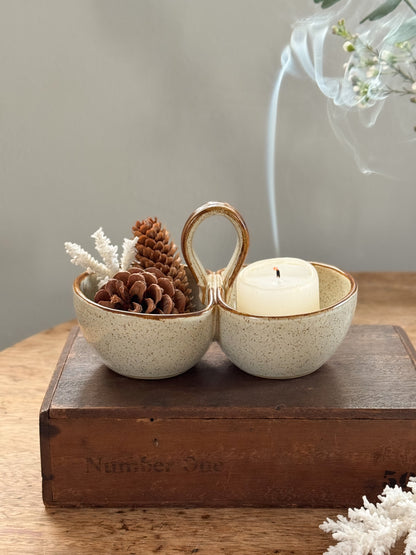 Vintage Speckled Studio Pottery Sectional Dish