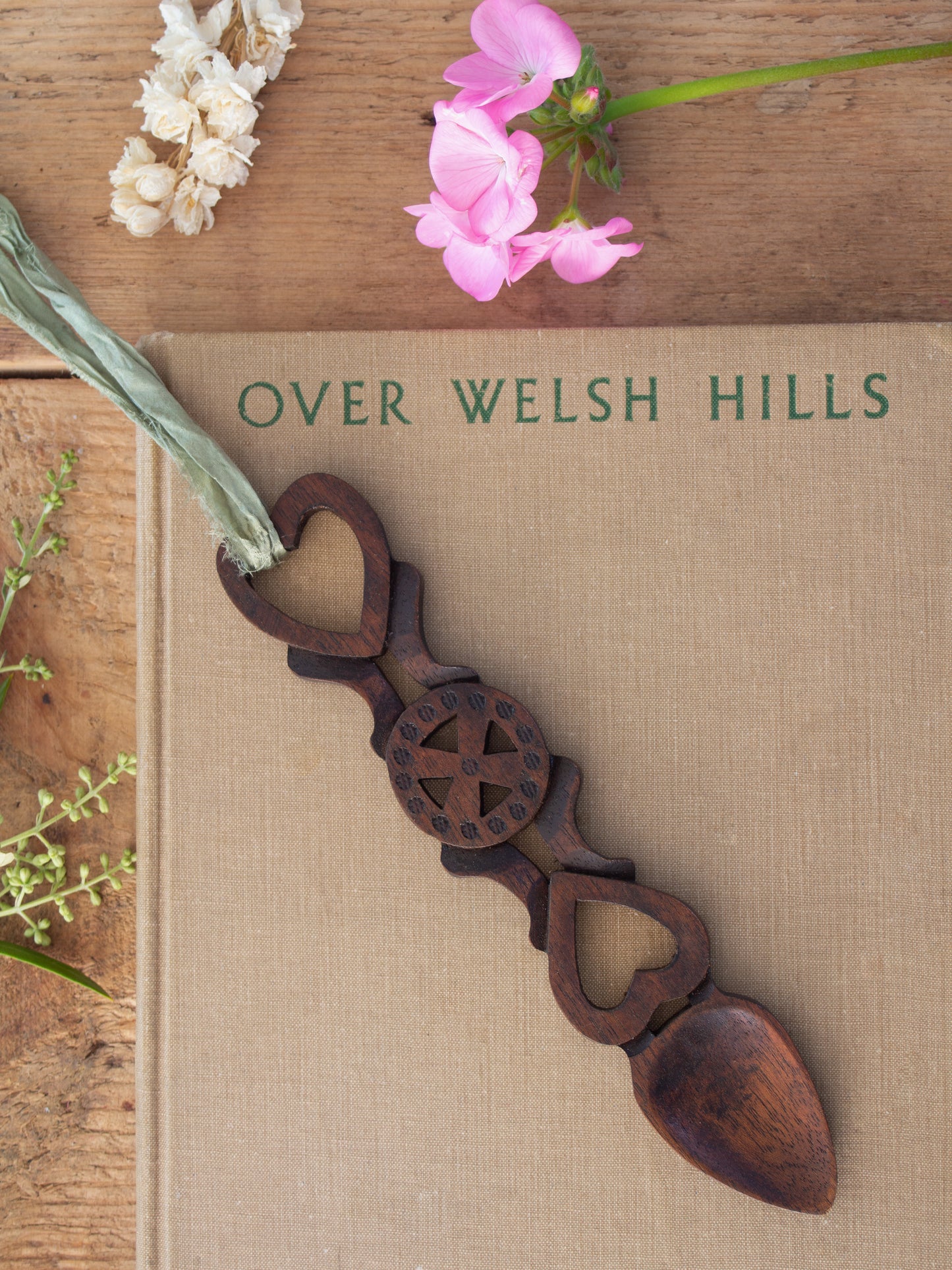 Vintage Hand-Carved Welsh Love Spoon