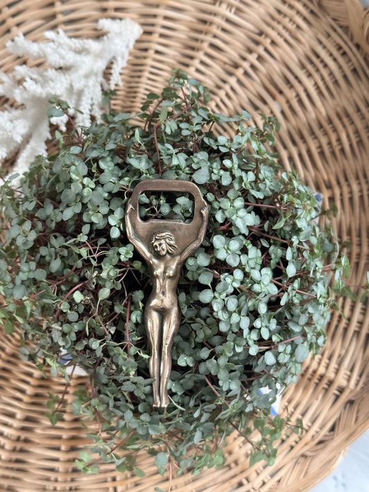 Vintage Art Deco Brass Bottle Opener, Nude Female Form, c.1930s
