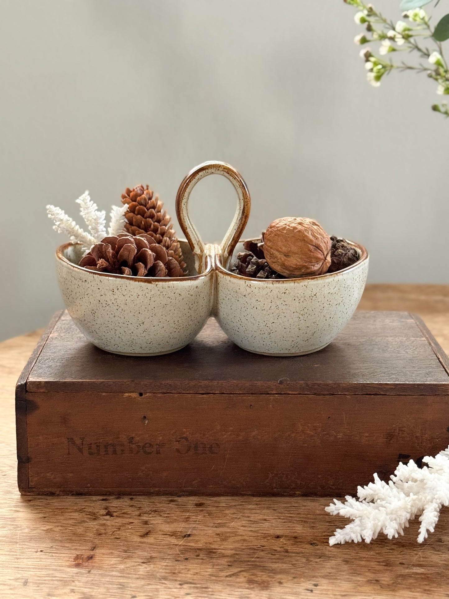 Vintage Speckled Studio Pottery Sectional Dish