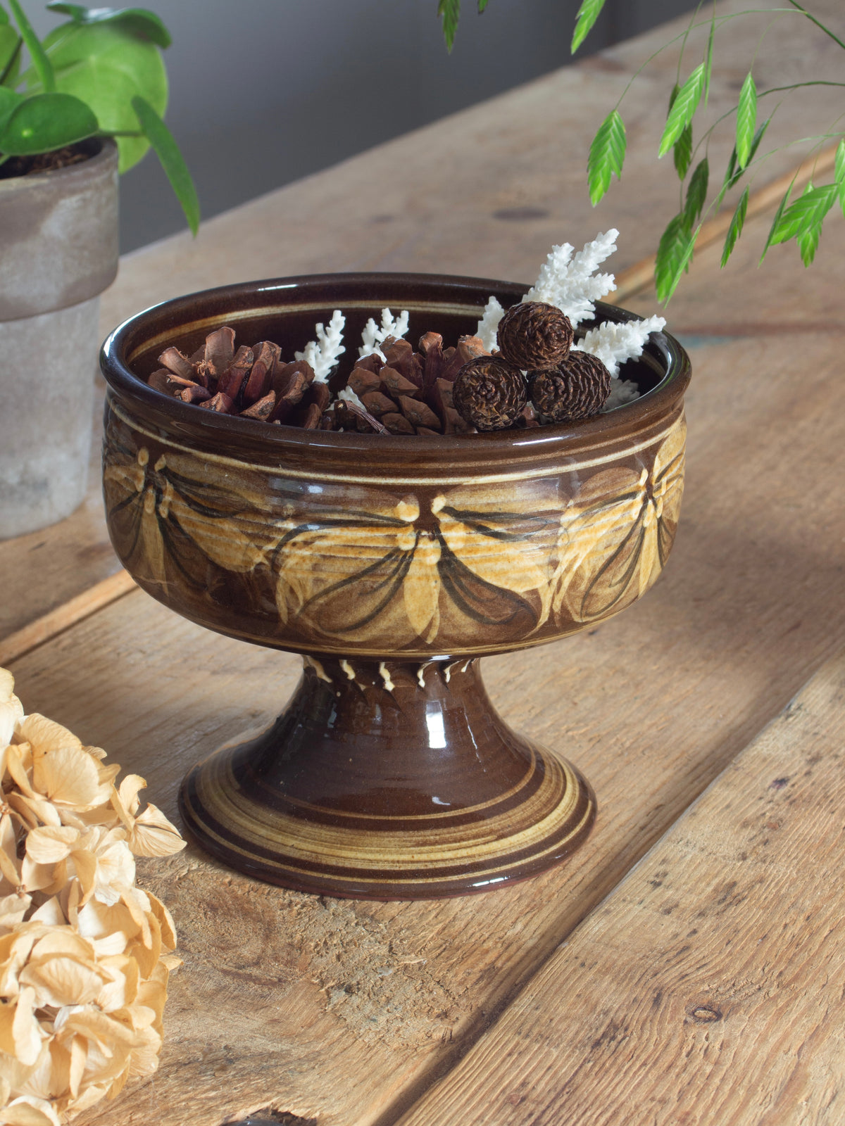Vintage Midcentury Studio Pottery Pedestal Bowl