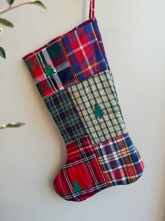 Vintage Handmade Patchwork Christmas Stocking