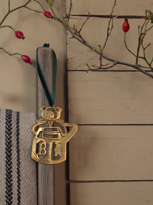 Vintage Solid Brass Christmas Decoration - Teddy Bear
