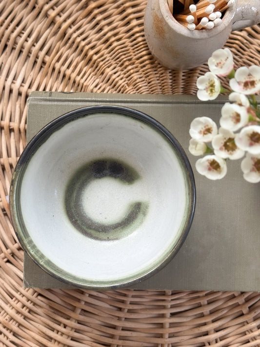 Vintage Olive Green Studio Pottery Bowl