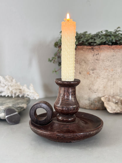 Vintage Hand-Turned Wooden Chamberstick
