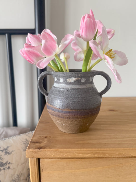Vintage Studio Pottery Salt Glazed Handled Pot