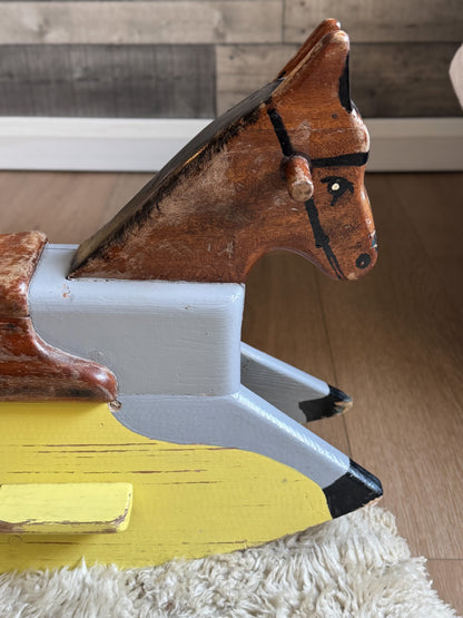 Vintage 1950s Handmade Wooden Ride on Horse