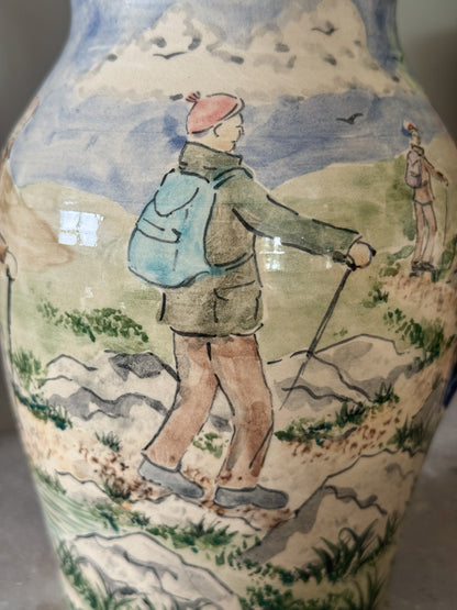 Rare Hand-Painted Studio Pottery Jug by David & Louise Salsbury ‘A Walk In The Mountains’
