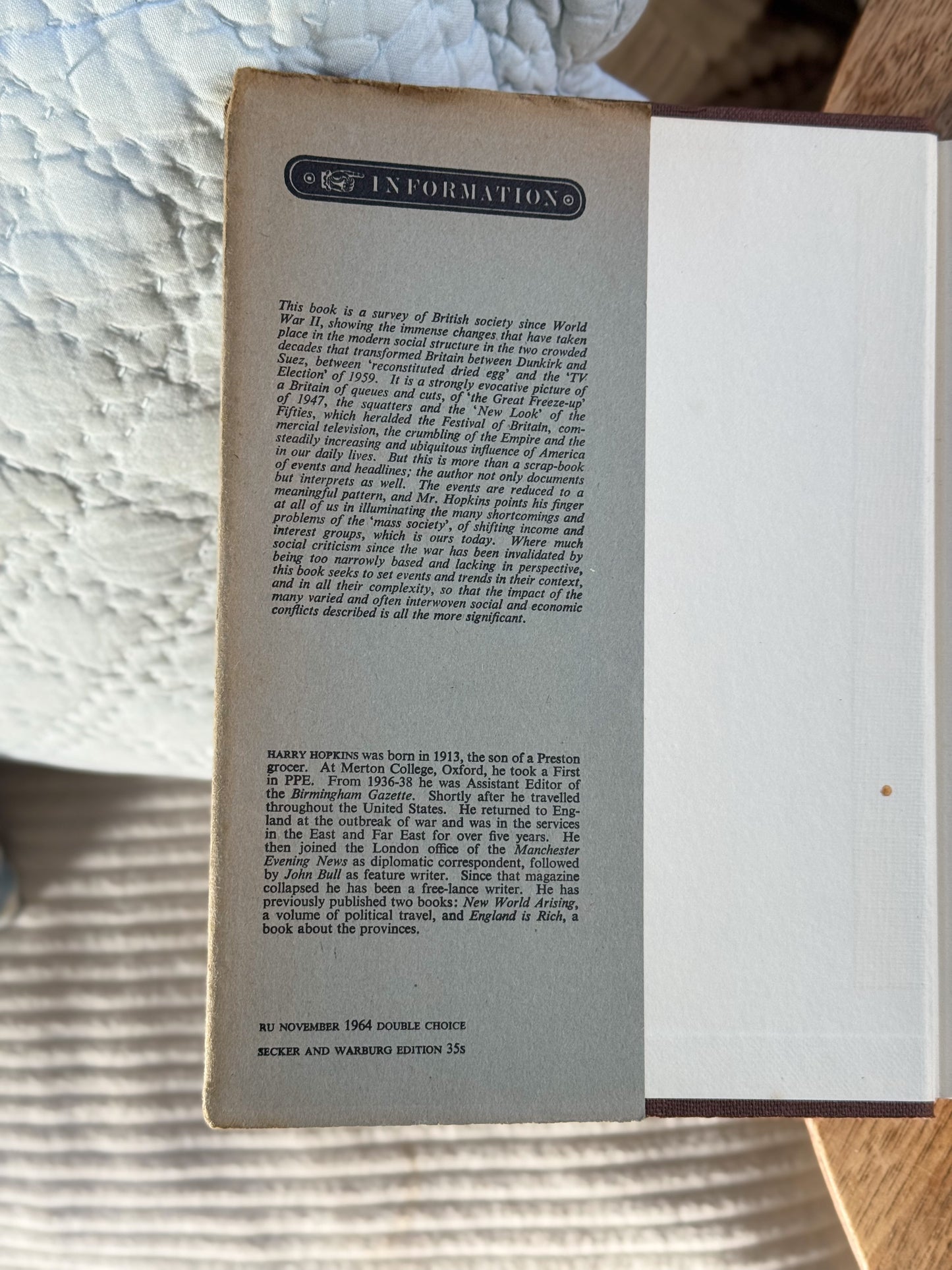 The New Look: A Social History of the Forties and Fifties - Harry Hopkins, Readers Union edition, London, 1964