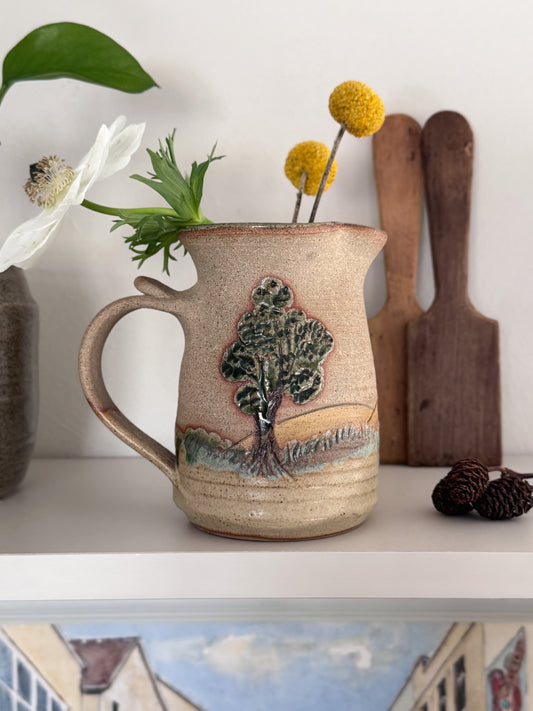 Vintage Studio Pottery Countryside Landscape Jug