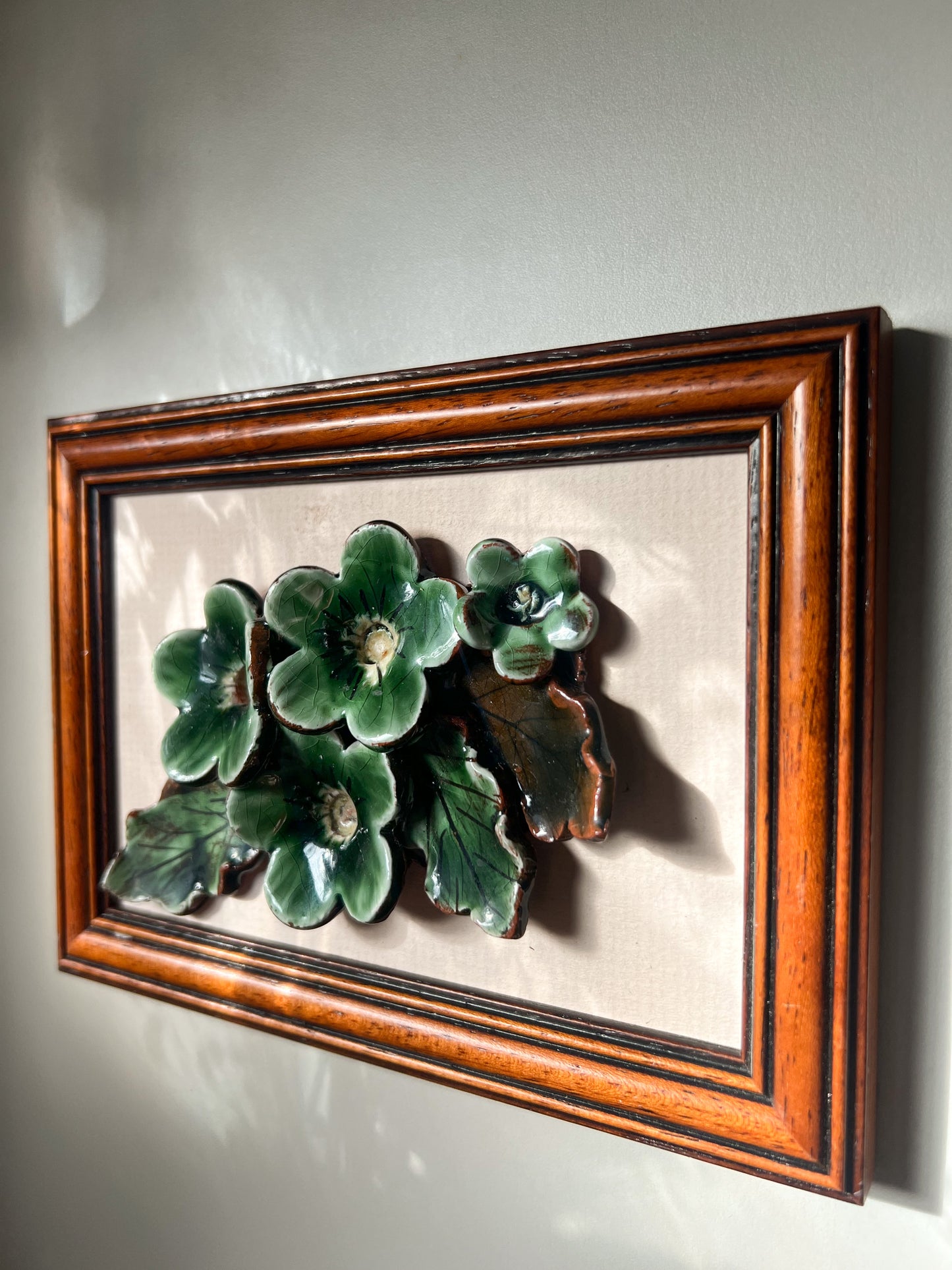 Framed Studio Pottery Snowdonia Primroses