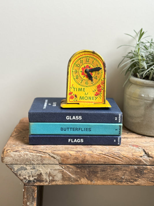 Vintage 1950s ‘Time is Money’ Decorative Money Box (yellow)