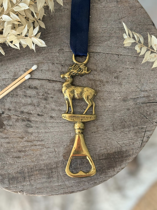 Vintage Solid Brass Stag Bottle Opener