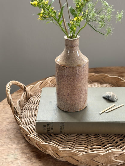Antique Stoneware Bottle with Pinky-Lilac Speckled Glaze