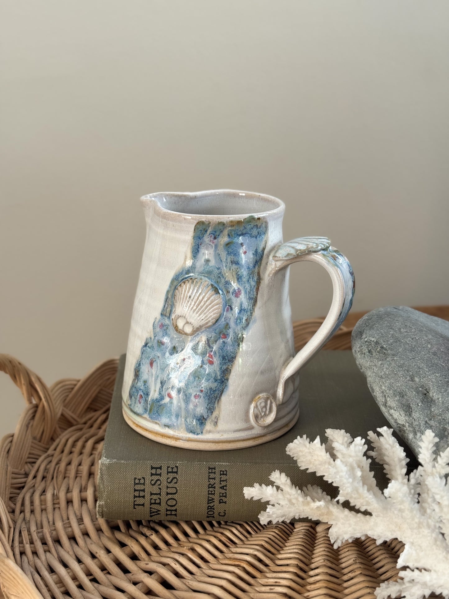 Vintage Studio Pottery Seashell Creamer Jug by Brenda Wright, York