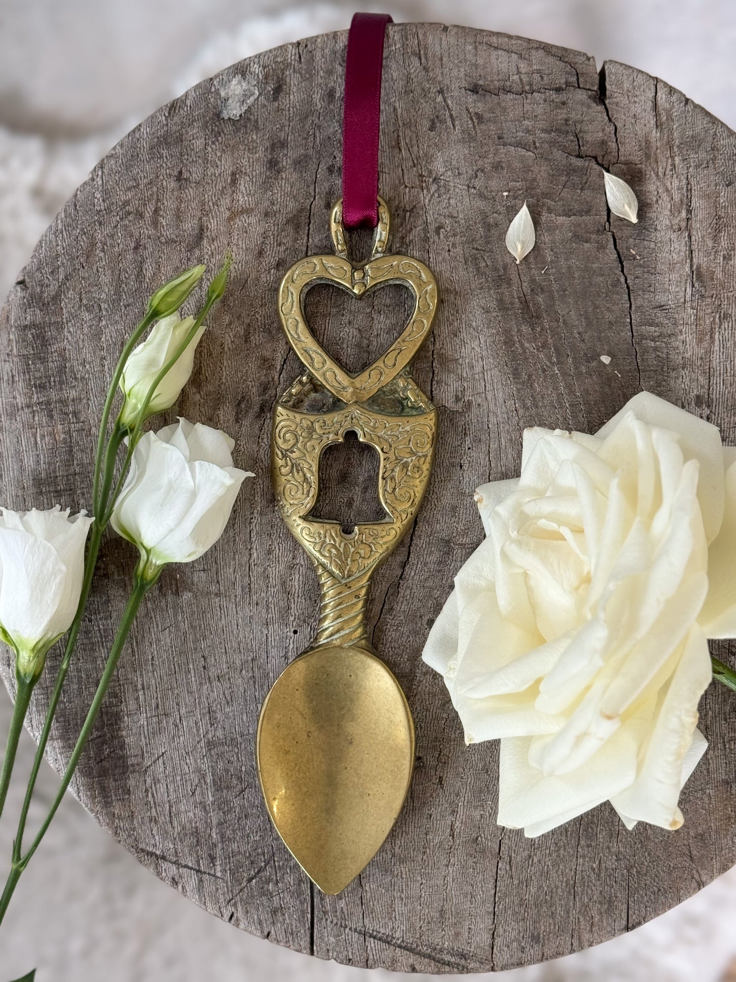 Handmade Solid Brass Welsh Love Spoon, Made in Pontypridd, South Wales