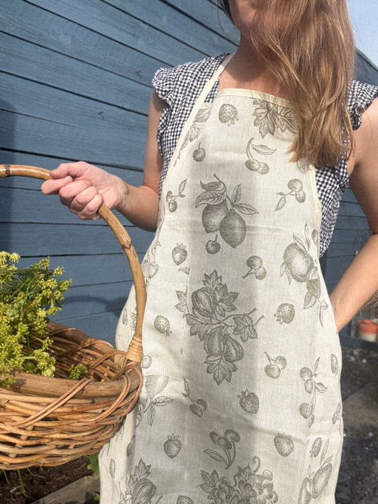 Vintage Italian Cotton & Linen Apron — New Old Stock