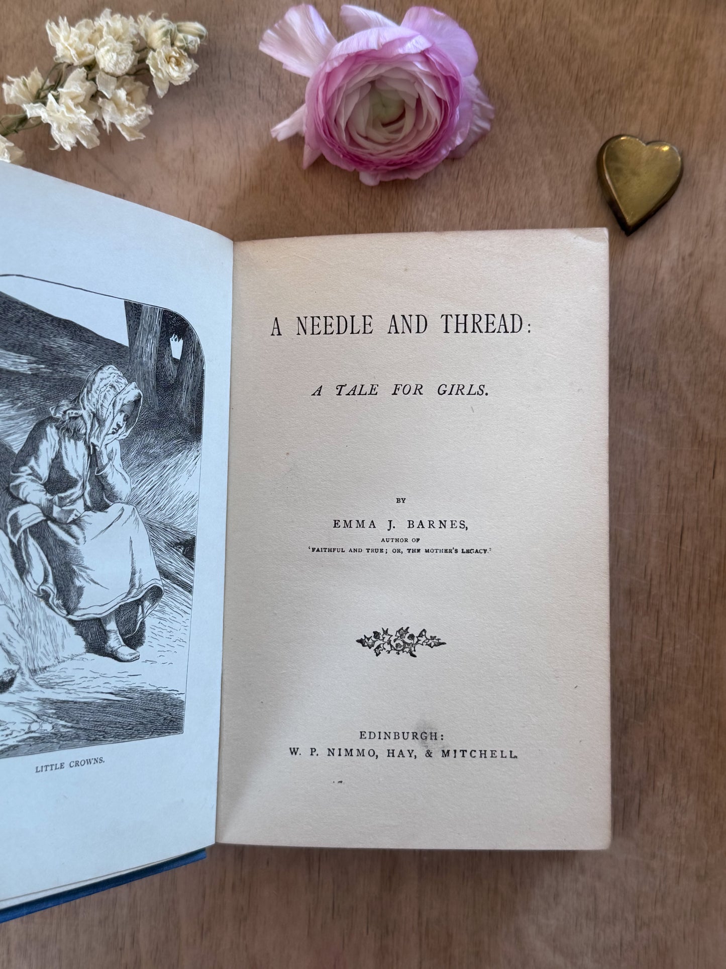 A Needle and Thread: A Tale for Girls, Antique Children’s Book by Emma J. Barnes (c.1890s)