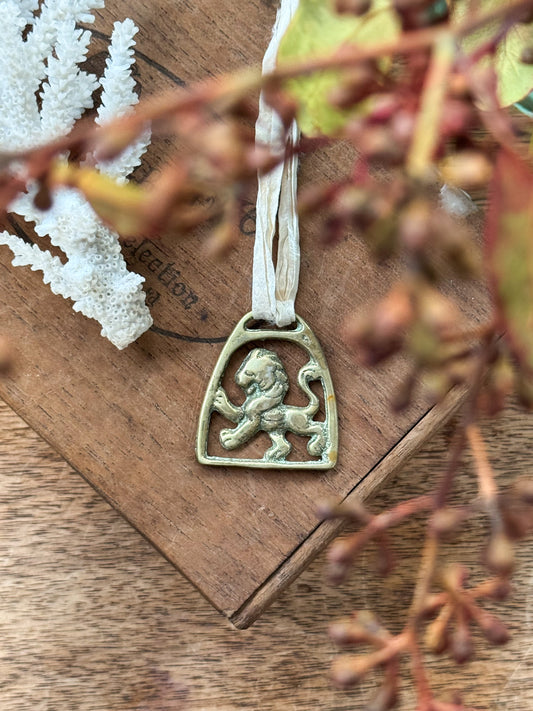Vintage Solid Brass Token - Guardian Lion