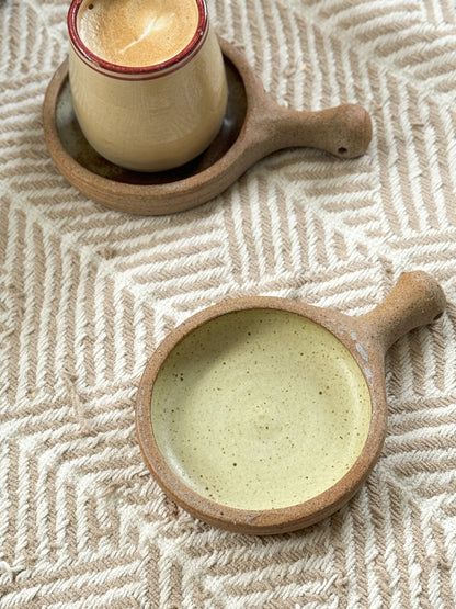 Studio Pottery Coaster / Candle Dish by Aylesford Pottery, Kent (Cream)