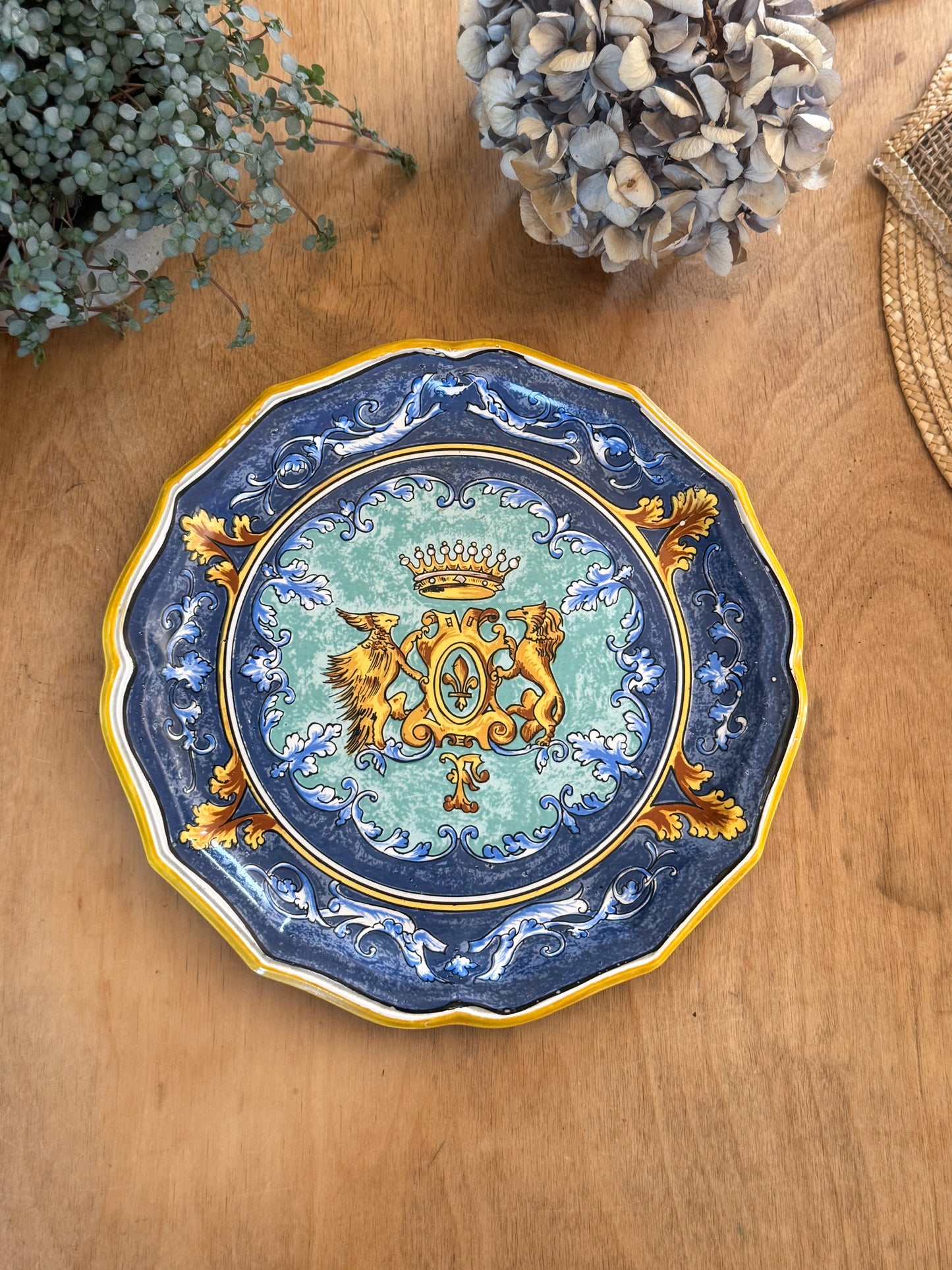 Antique French Faience Plate – L. F. Blois, c. Late 19th Century