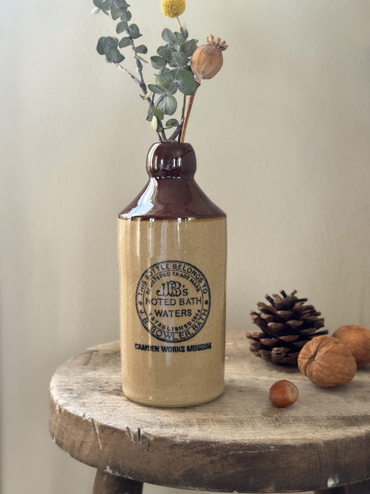Vintage Stoneware Ginger Beer Bottle - J.B’s Noted Bath Waters