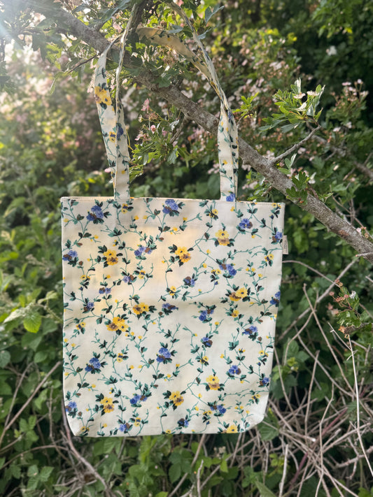 Vintage Laura Ashley Floral Oilcloth Tote Bag